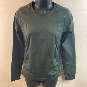 Zella Olive Green Meridian Seamless Long Sleeve Top - Size Small